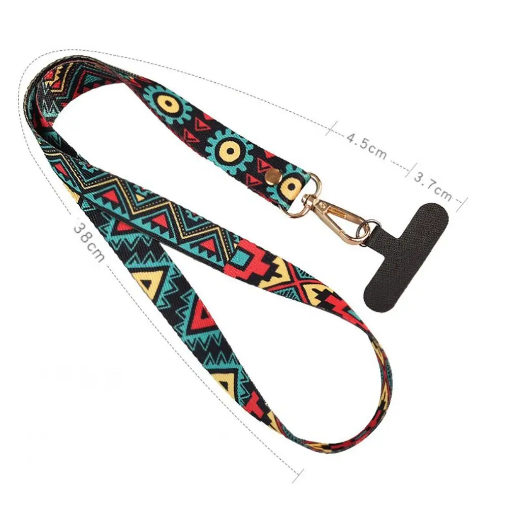 Universal Retro Pattern Mobile Phone Strap Anti-lost Adjustable Crossbody Long Straps Nylon Neck Hanging Phone Lanyard