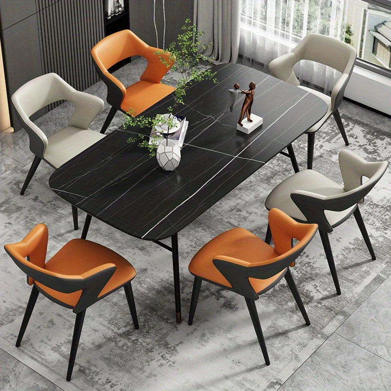 French Style 1Pc Leather Dining Chair with Backrest, Hollow Design, Suitable for Clubhouse Hotel Western Restaurant Cafe image 6