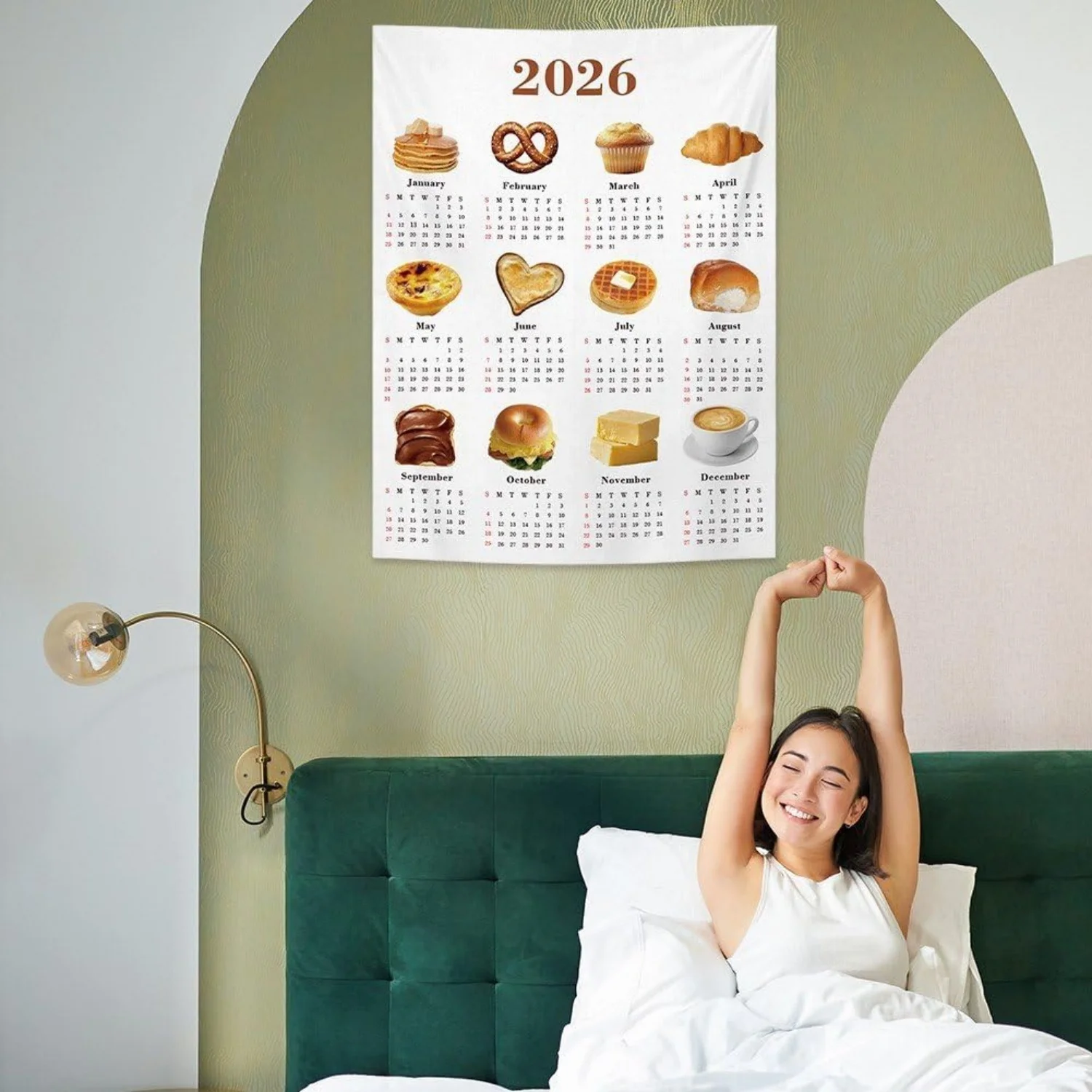 ديكور منشفة تقويم الحائط، منشفة تقويم سنة مبتكرة، تقويم نسيج الحائط 2026 - نسيج تقويم منشفة الحائط الشهرية #4