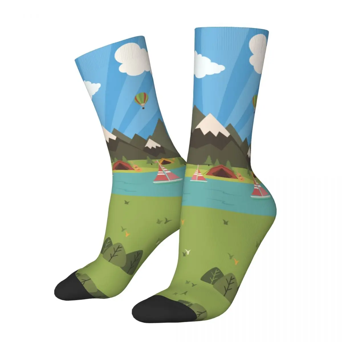 

Novelty Male Socks Moutain Camping Enthusiasts Stuff Soft Campers Outdoorsman Skateboard Socks All Season Gifts