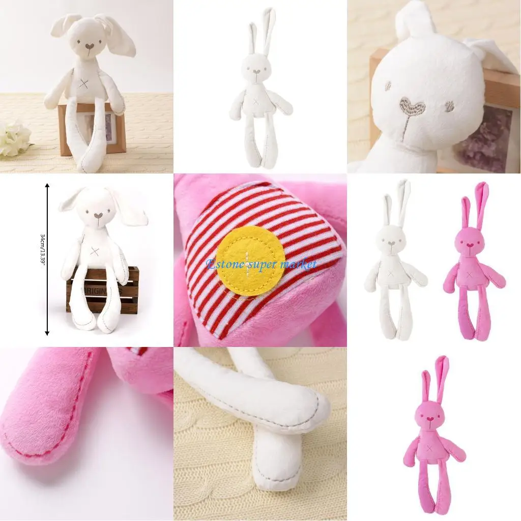 090B ぬいぐるみバニーソフトスナグルバニーベビースリープコットンウサギのおもちゃチャイルズファーストバニー人形用ナチュラルコットンピンク W