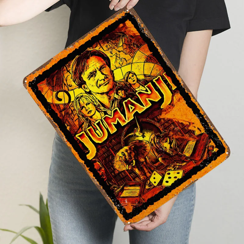 Jumanji ملصق لعبة صفيح تسجيل ديكور لتزيين الغرفة علامات معدنية مخصصة للاعبين غرفة الألعاب الديكور مقهى بار ريترو #3