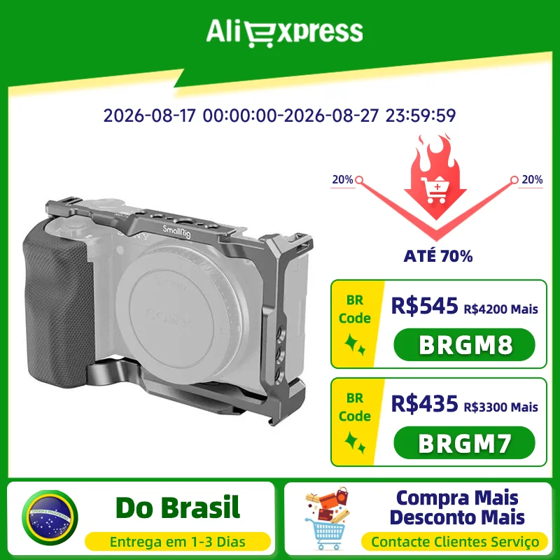 【 Faça Brasil】 SmallRig Camera Cage Handle Grip 1/4 "Fores de Expansão Caixa Sapata Fria para Sony ZV-E10 3538 3538B 3531