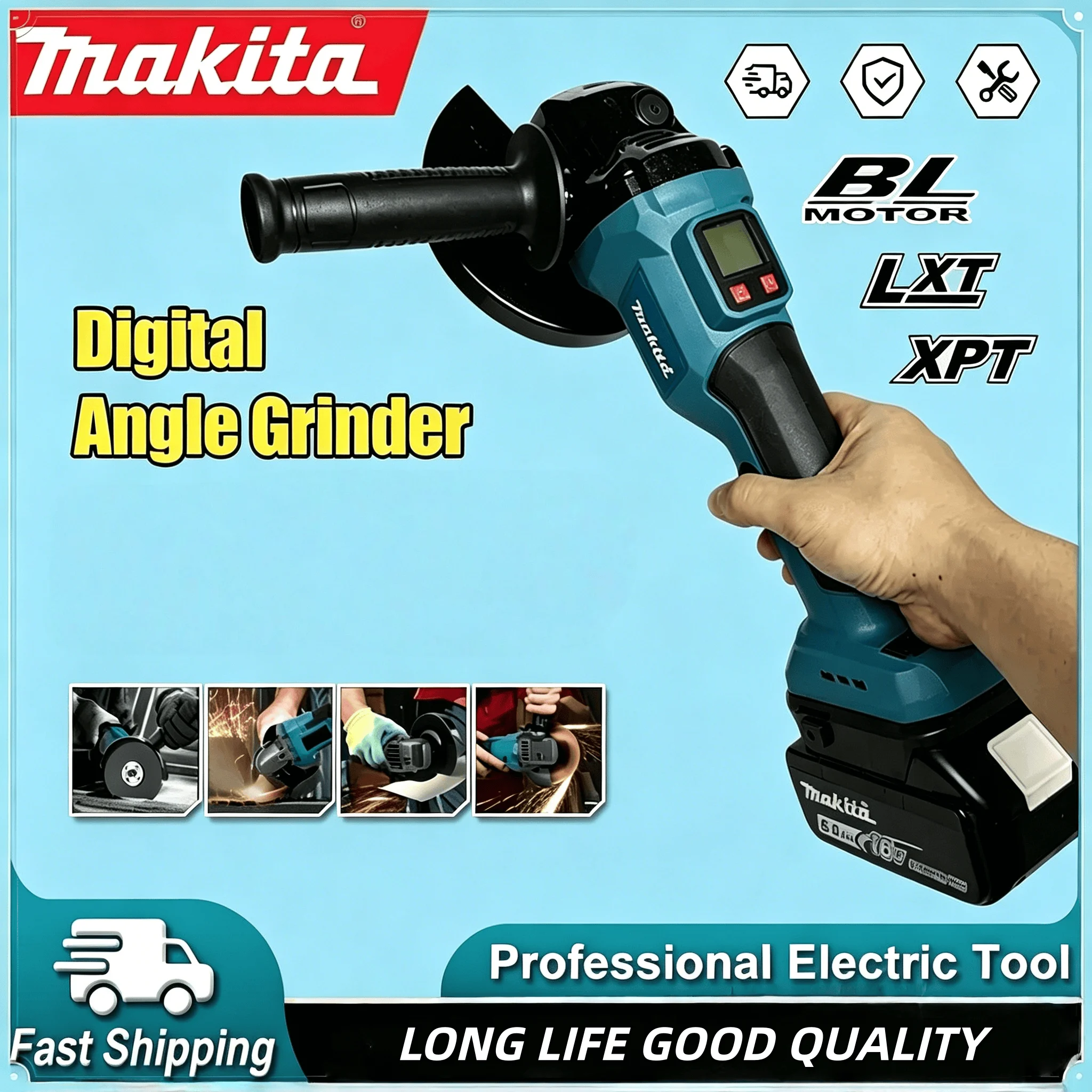 

Makita 18V Brushless Digital Display Impact Angle Grinder Electric Polishing Grinding Machine DIY Power Tool