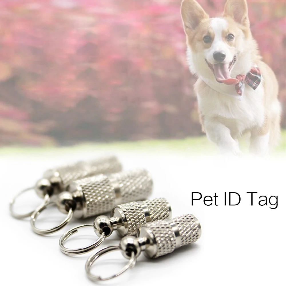 1-4PCS Silver Pet Cat Dog ID Tag For Dogs Cats Anti Lost Name Address Label Identity Storage Tube Collar Keychain Pet Products