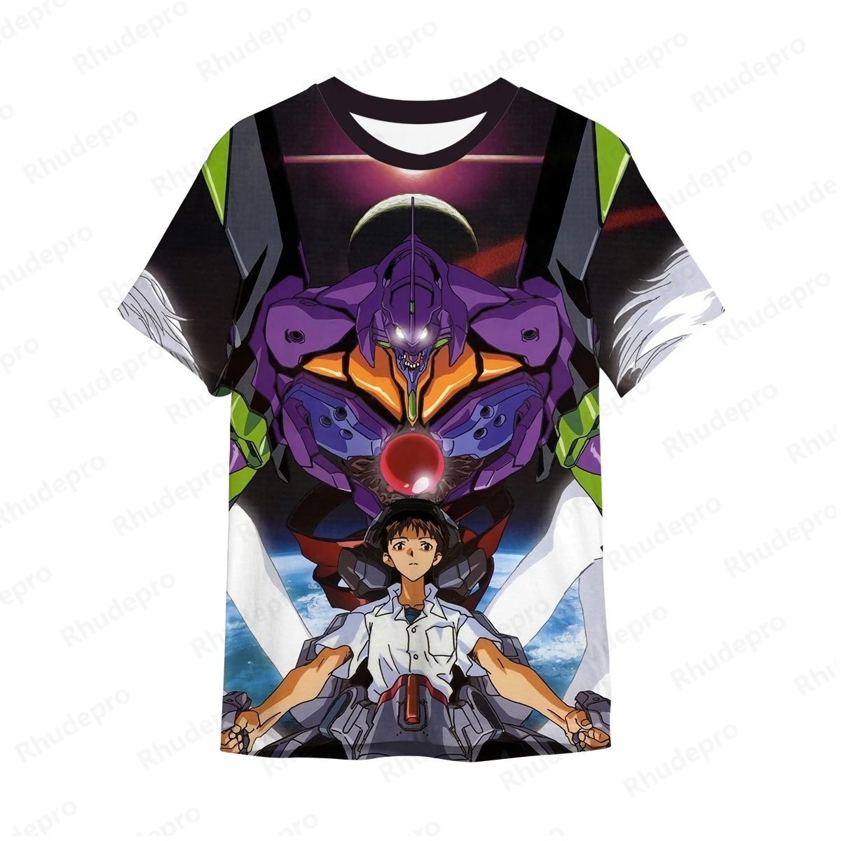 

T-shirt Men Printed Neon Genesis Evangelion New Men's Clothes Clothing Tshirt Tops Children's Gym Short Sleeve Y2k EVA-01