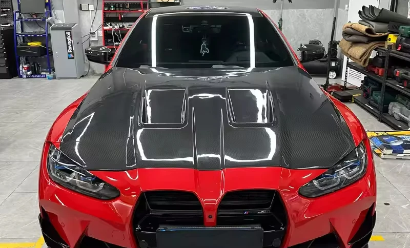 N Style New Dry Carbon Fiber Front Engine Vented Bonnet Hood for BMW M3 M4 G80 G82 G83 2021-2025
