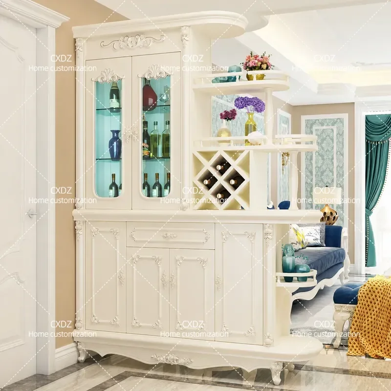 European Style Living Room Entrance Partition Cabinet Foyer Wine Cabinet Double Sided Hall Screen Decorative Shoe Storage