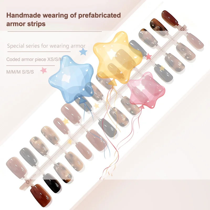 30 قطعة اضغط على الأظافر الخريف الشتاء الكرمل العنبر التظليل الديكور يمكن ارتداؤها الأظافر كاذبة غطاء كامل مسمار نصائح الفن #1