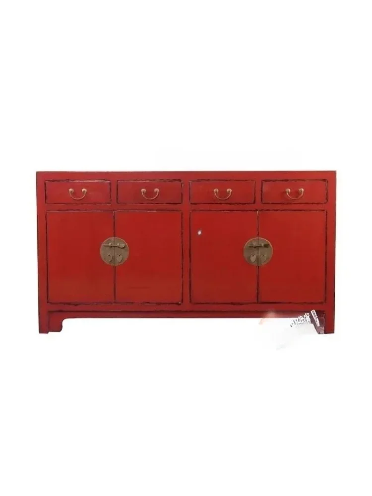 

Новый китайский красный старый шкаф на крыльце из цельного дерева, большой шкаф для обуви, антикварный боковой шкафчик