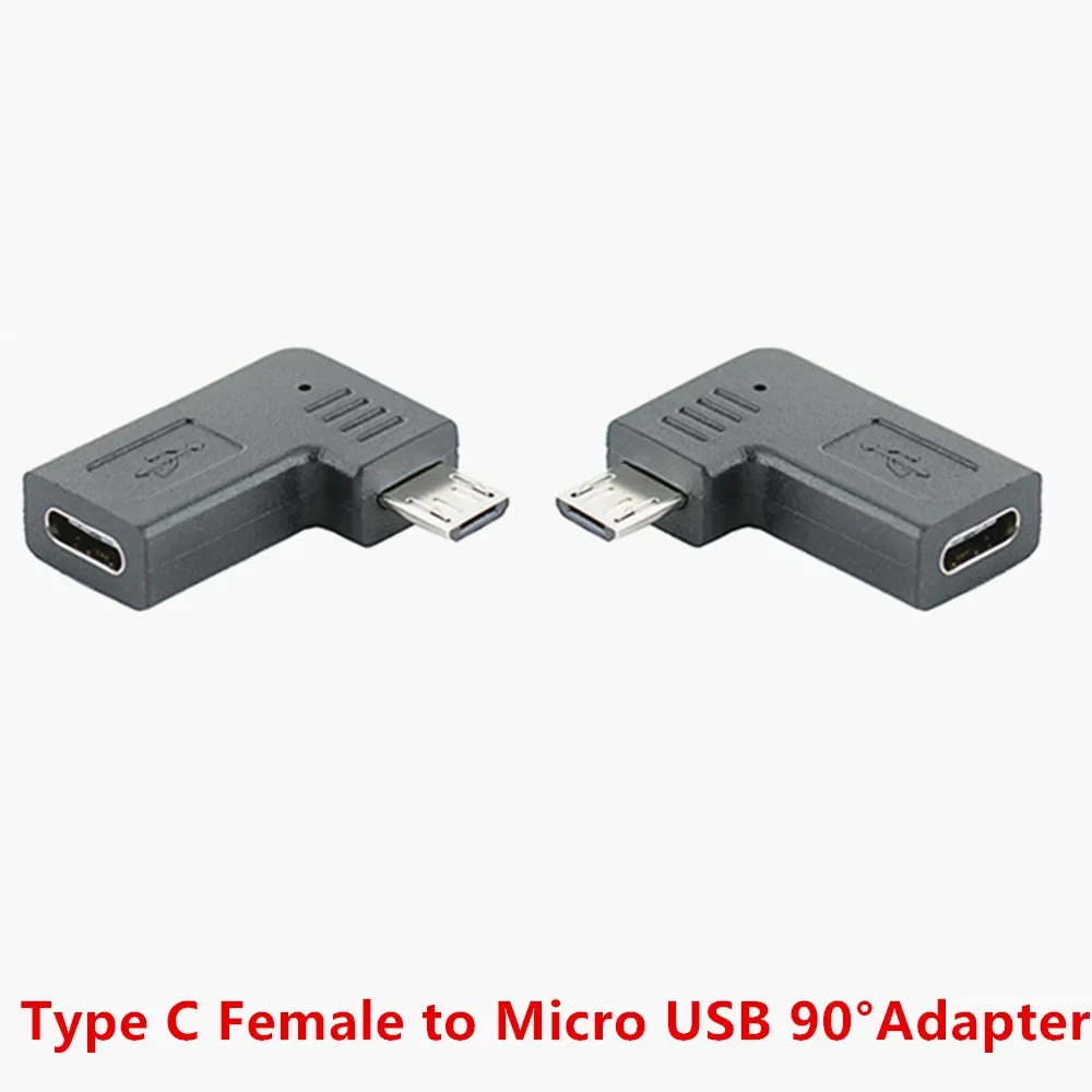 Adapter danych żeński typu C na Micro USB 2.0 5-pinowy męski 90 stopni lewy i prawy kątowy typ c