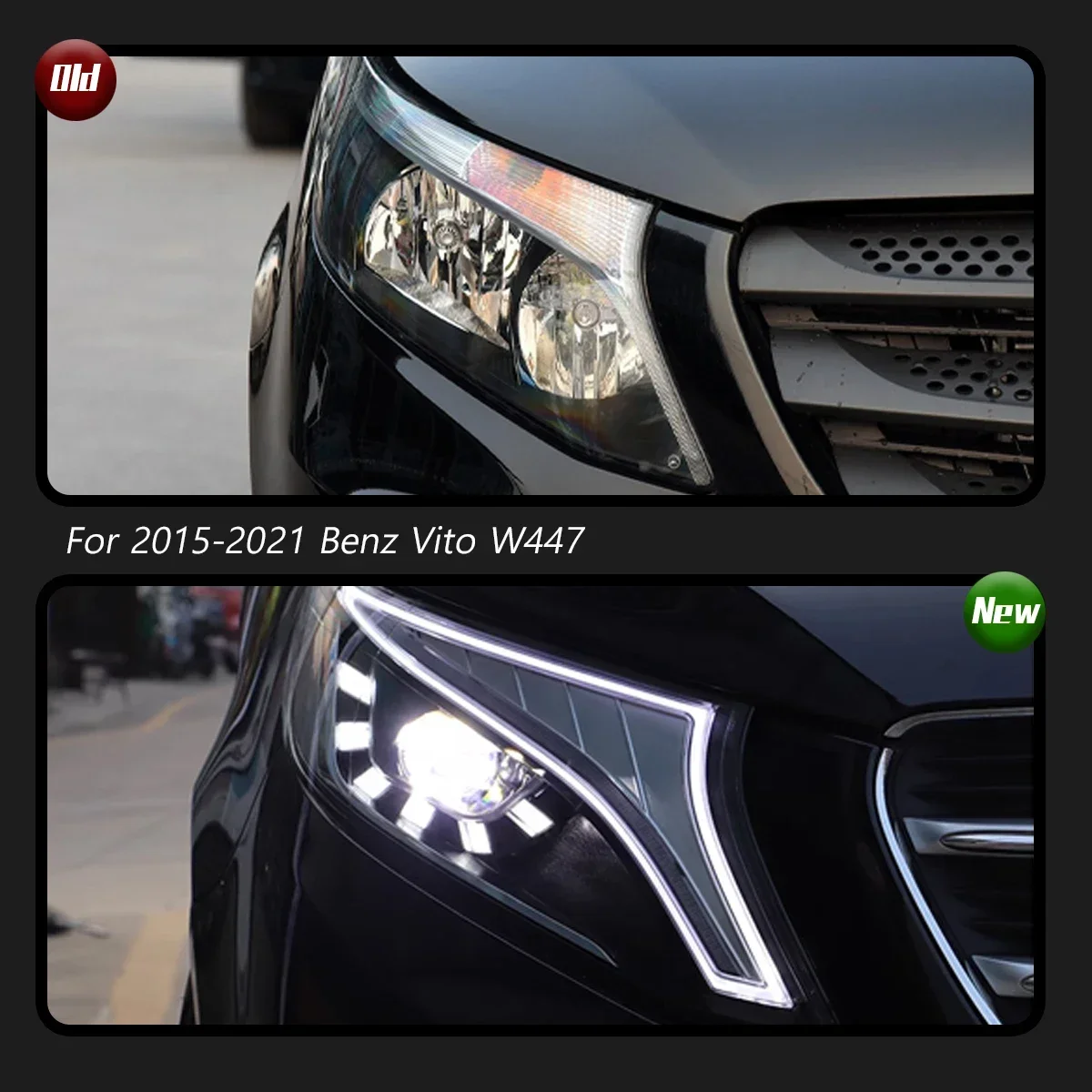 

TYPY Новый светодиодный налобный фонарь, обновленный, модифицированный для Benz Vito V260 W447, фары 2015-2021, динамический сигнал, налобный фонарь, автоаксессуары