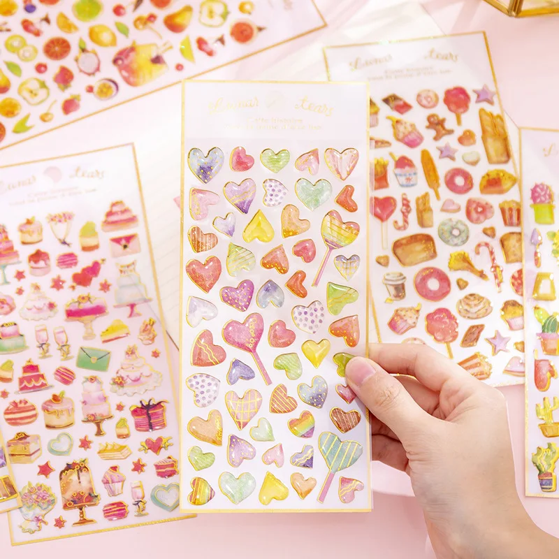 Sweet Cake Stickers DIY Transparent Crystal Epoxy Sticker Decor Diary Planner Scrapbooking Stationary Stickers Office Supplies