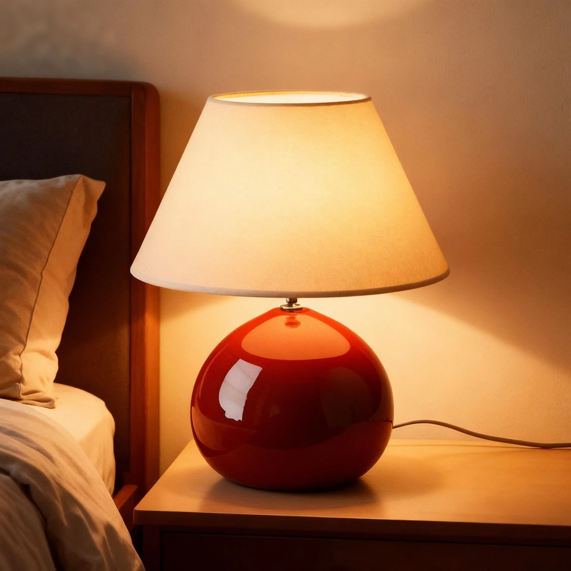 

French medieval table lamp cute chestnut designer retro Japanese simple bedroom bedside red festive atmosphere light