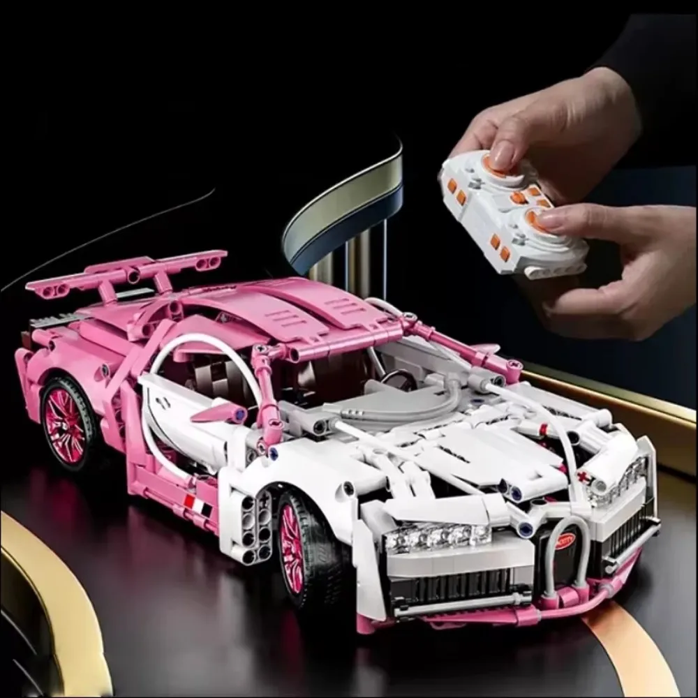

1:14 Scale Pink Technical Super Car Building Blocks Set - 1388PCS Model Kit for Kids' Christmas & Birthday Gifts