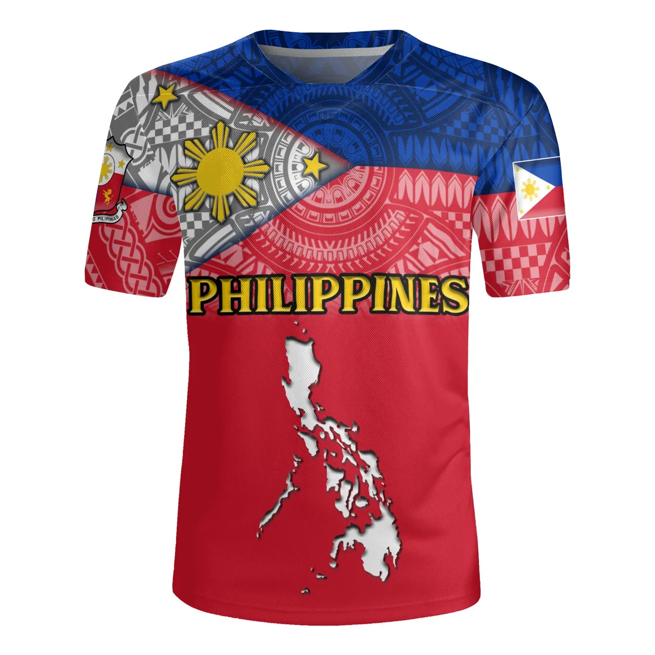 Polynesian Philippines Filipinos Rugby-Jersey 3D Printed V-Neck T Shirt Pride To Be Filipinos Graphic V Neck T-shirts Tee Shirts