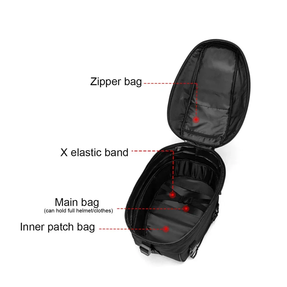 Dual Use Waterproof Helmet Bag Motorcycle Tail Bag 30L-40L Rear Seat Bag Large Capacity Rider Backpack Motorbike Accessories