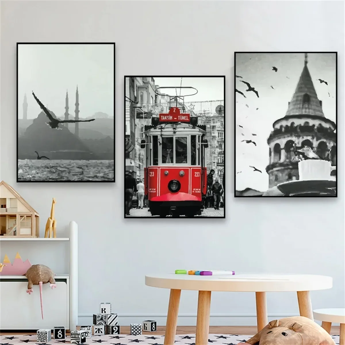Turkey Street Great Mosque Travel Istanbul Vintage Poster Black White Istanbul Wall Art Prints Canvas Painting Office Home Decor