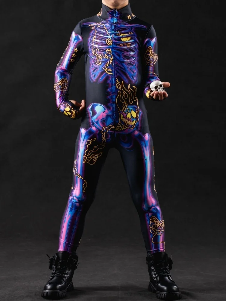 Halloween-Skelett-Horror-Geister-Kostüm für Kinder, Ganzkörperanzug für Karneval, Party, Bühnenaufführung, Rollenspiel, Feiertags-Zentai-Anzug – Detail 25