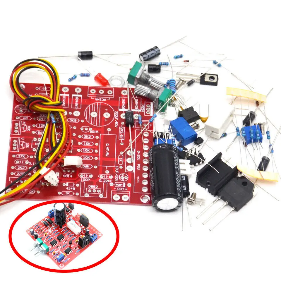 0-30V DIY 2Ma-3A แหล่งจ่ายไฟ DC แบบปรับได้ Short-Circuit Current Limit Protection Kit