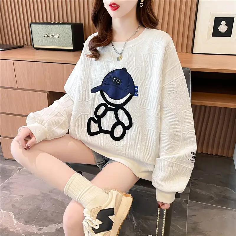 New Trendy and Versatile Korean Version Fat Mm Loose and Slimming Women's Hoodie with a Niche Temperament