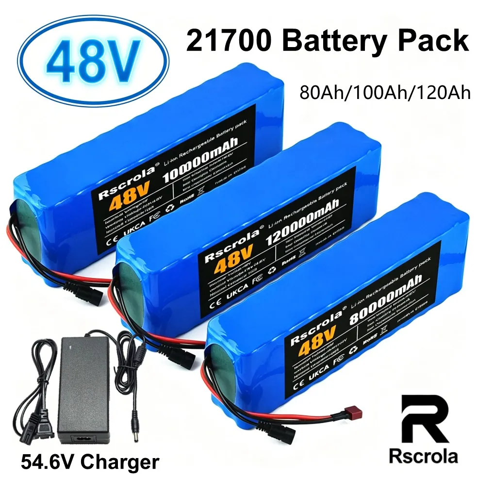 Durable 48V 120AH 21700 E-Bike Scooter Battery Long-lasting 48V Li-ion Battery with Smart BMS 54.6V Charger 8 Layer Protections