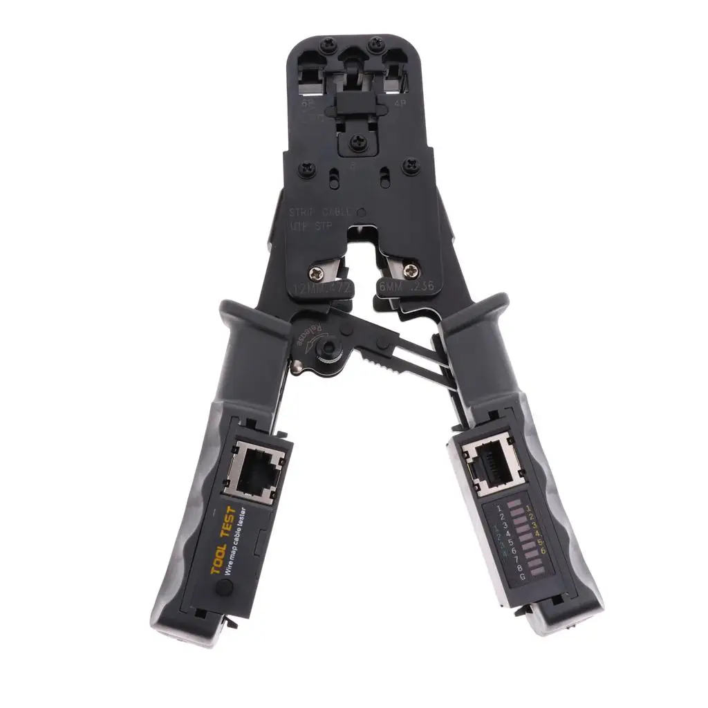 

Cable Crimper Cutter Stripper Tool with Network Tester Alloy Wire Stripping Pliers for Rj1up