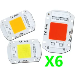 Chip de lámpara LED para cultivo de plantas, lámpara de diodo de 6 piezas, AC220V, 10W, 20W, 30W, 50W, cuentas LED, caja de lámpara de espectro completo, sin necesidad de controlador para Spolighting