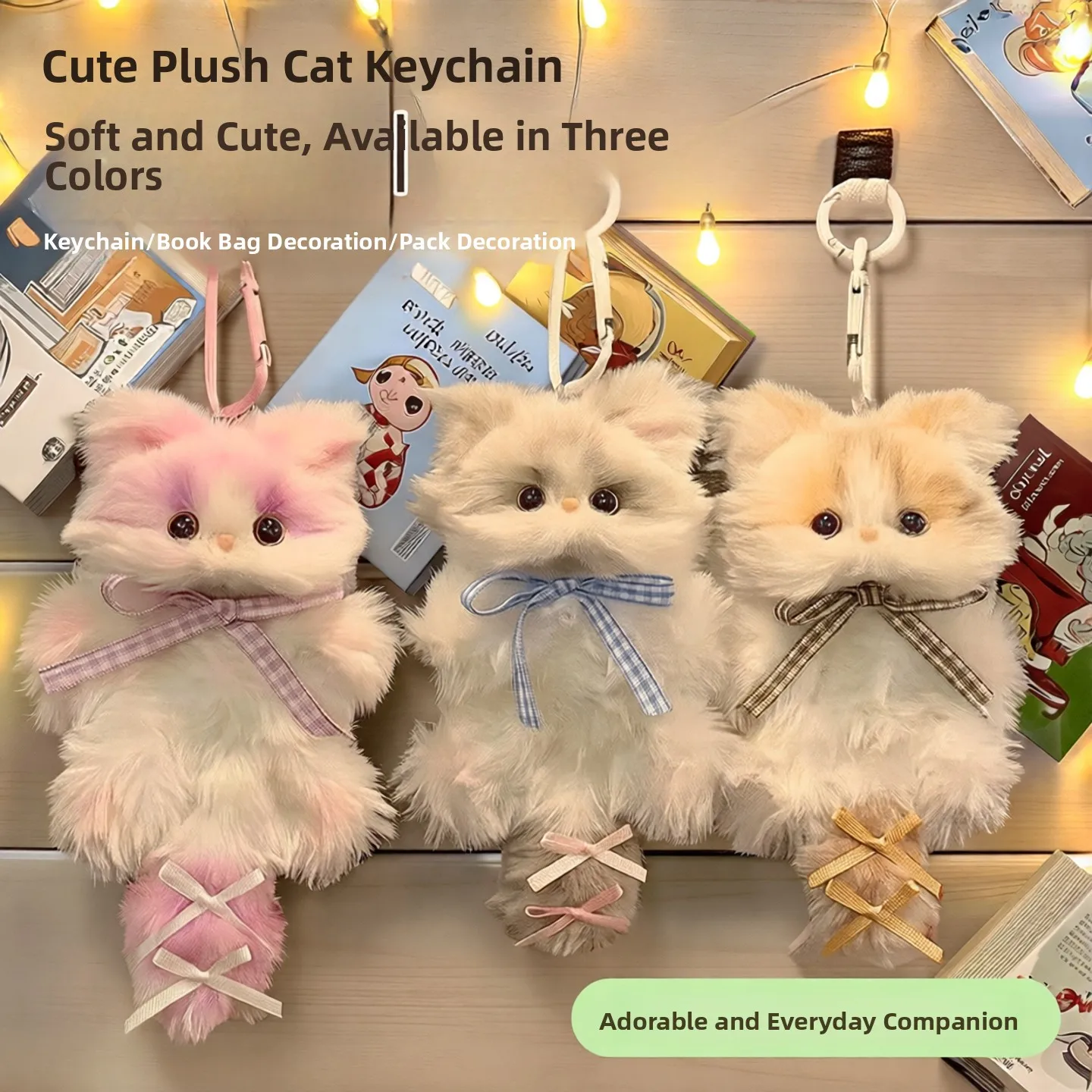 

Adorable Plush Keychain Bag Decor Healing Doll Cute Grey White Kitten Soft Cuddly Toy for Children under Year Old
