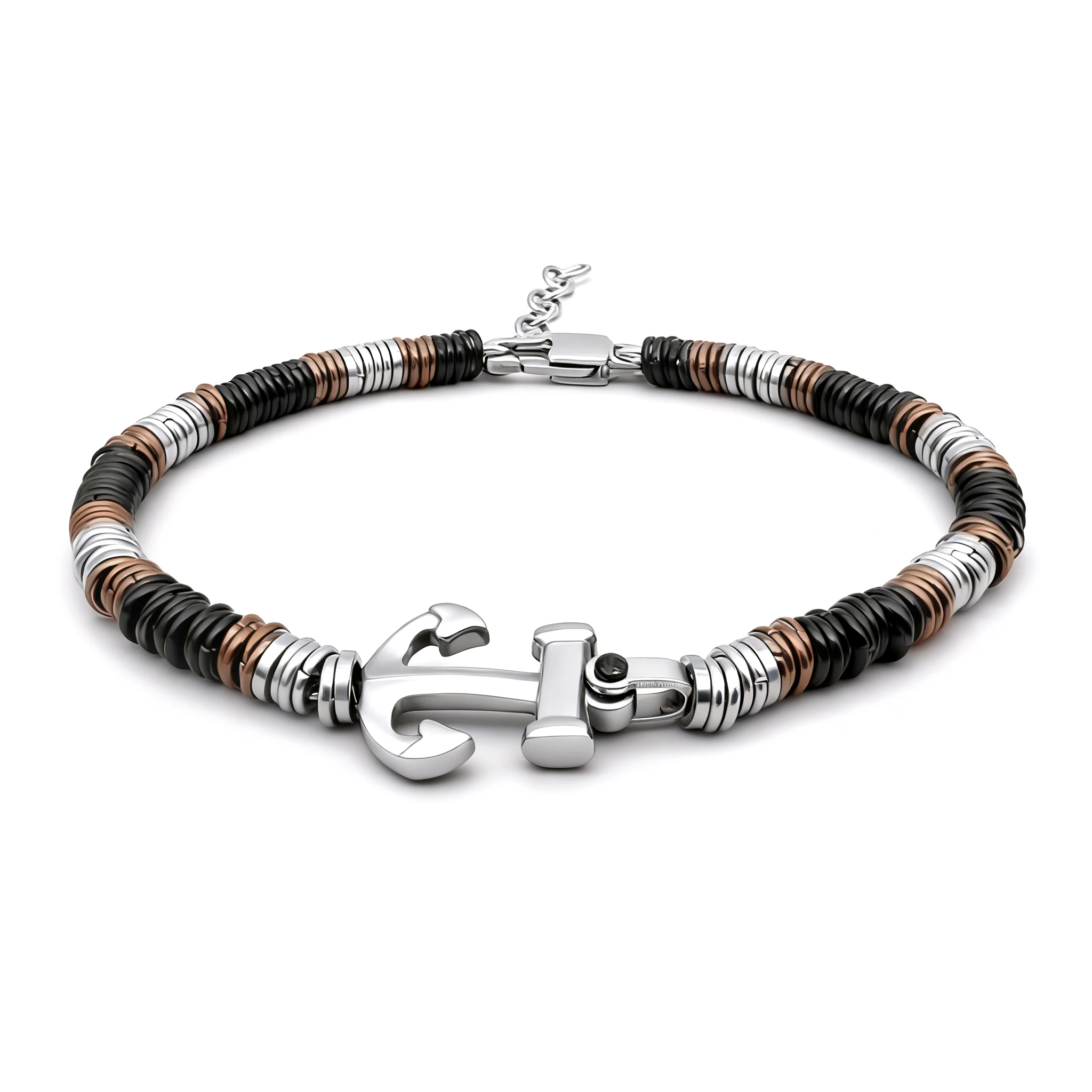 

Men's Stainless Steel Bracelet Ring Chain Link with Anchor Accessories Adjustable Fashion