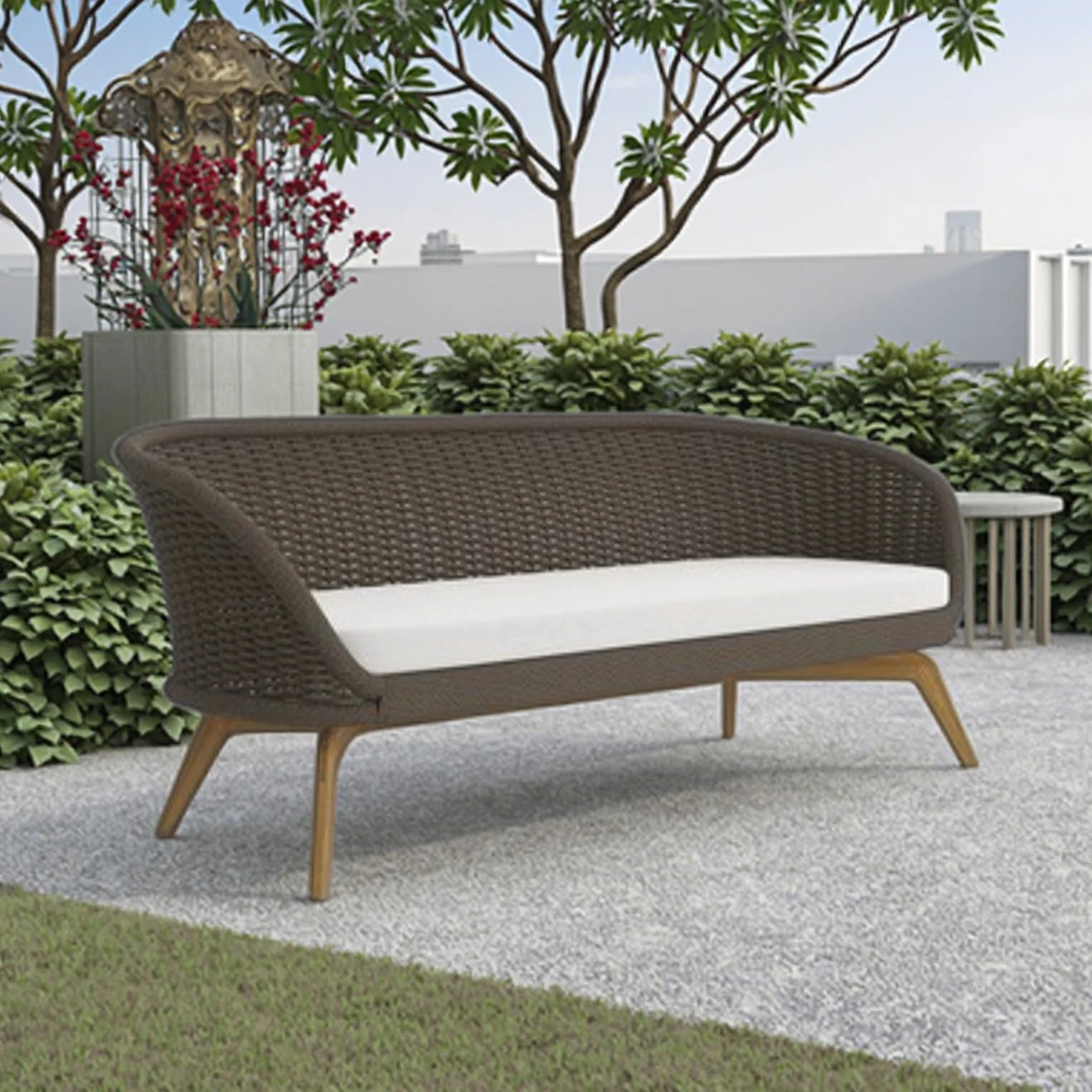 الجملة مخصصة حديقة الأرائك الأثاث الروطان حديقة الأثاث مجموعة أريكة حديقة معاصرة مع كراسي وطاولة في الهواء الطلق #6