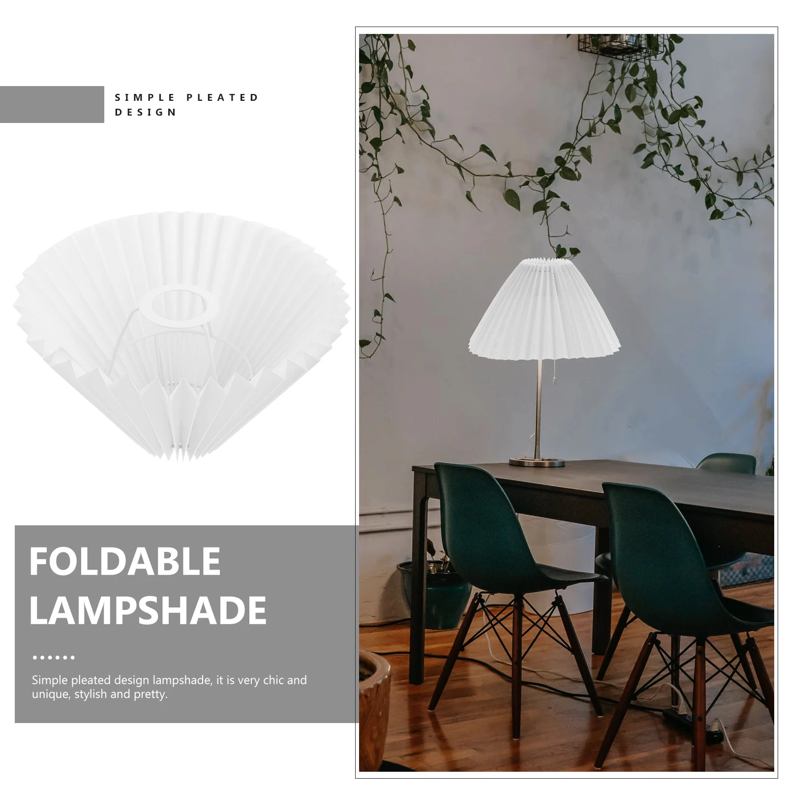 

Pleated Cloth Lampshade Accessories E27 Beige Color Foldable Design for Home Decor Bedside Table Lighting Shade Cover