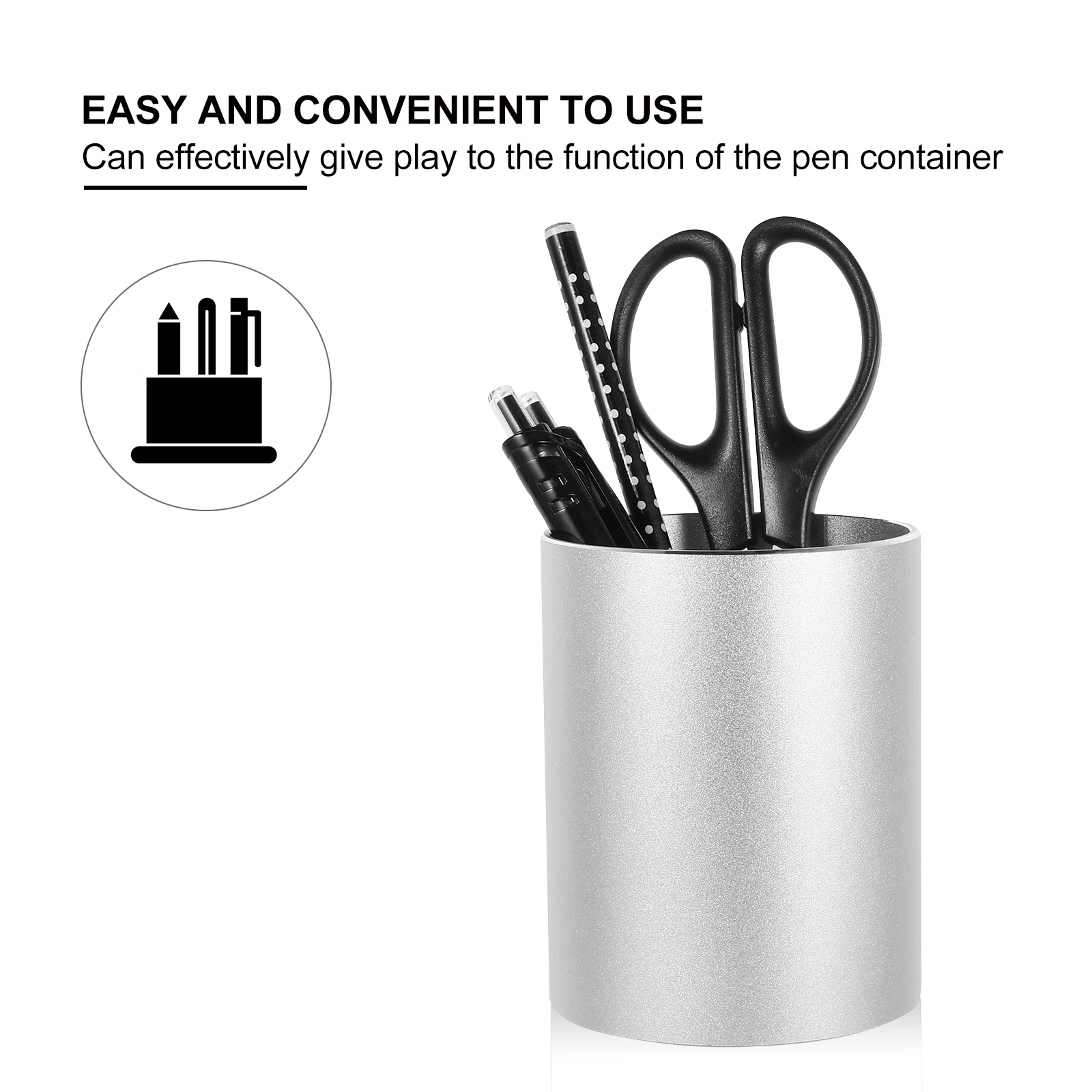 

Aluminum Alloy Round Pen Container Office School Supplies Metal Pencil Holder Creative Desk ganizer Practical Gift Idea