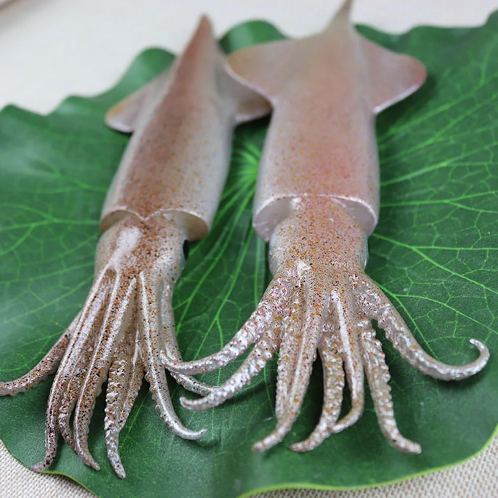 

1pc Simulated Squid Pvc Miniature Seafood Decoration For Restaurant Home Accessories Bright Display Cabinet Prop Handicraft