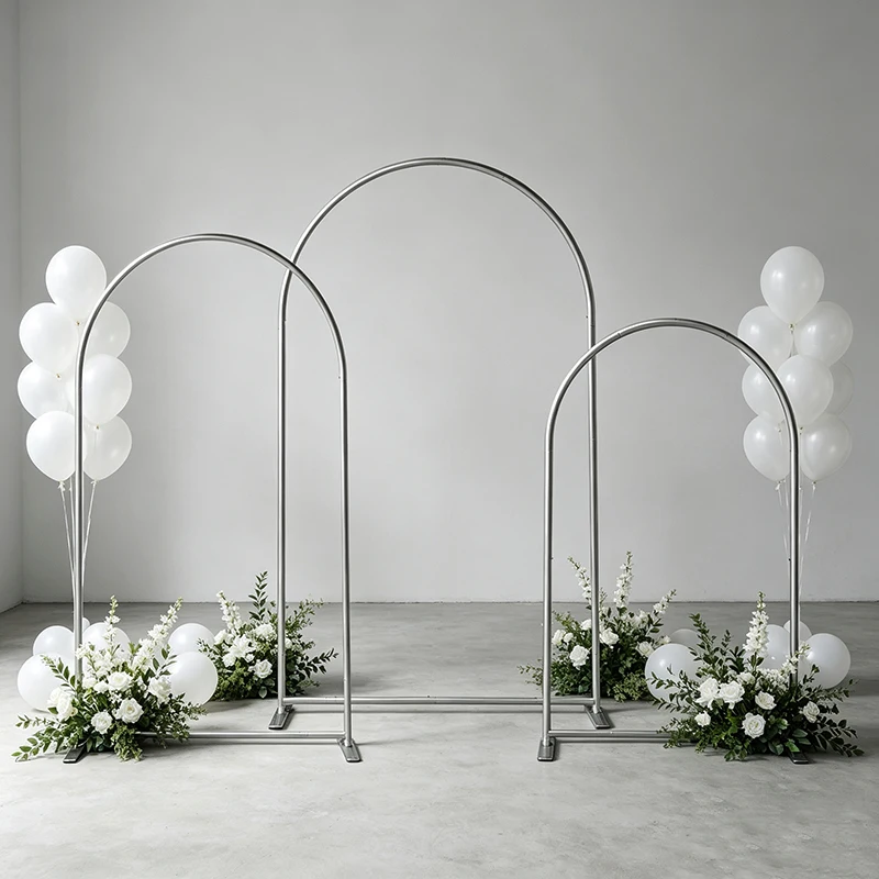 3-Piece Aluminum Arch Backdrop Stand Set Portable Photography Equipment for Weddings Birthdays Parties