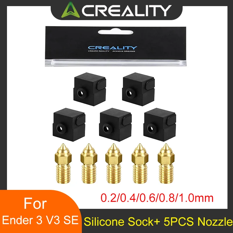 

Ender 3 V3 SE 5 шт. силиконовый носок и нагревательный блок насадки, высокоскоростная насадка для 3D-принтера Creality