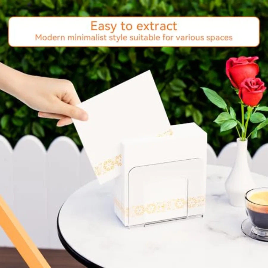 حامل مناديل أكريليك شفاف لمطبخ بار الطاولة أو حامل مناديل الكوكتيل المربع العمودي مقاس 5 × 5 و 8 ×