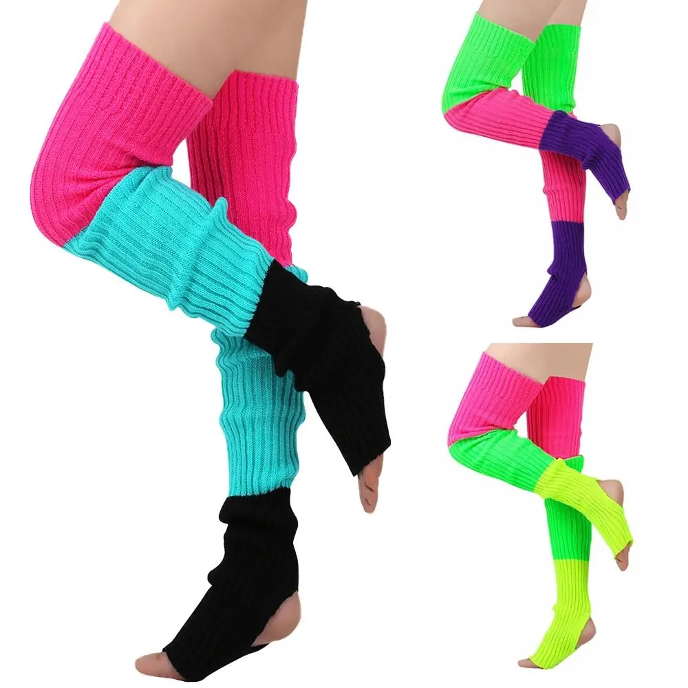 

Модные вязаные шерстяные вязаные гетры, носки, красочные зимние гетры выше колена, эластичные удлиненные женские чулки 81 см