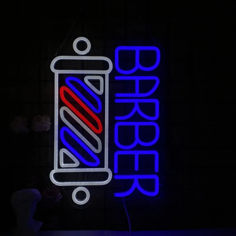 Neon Barbershop Hair Salon Decoration LED Neon Barber Studio Wall Decoration Signs Light Up Shop Signs Holiday Gifts CCC indoor