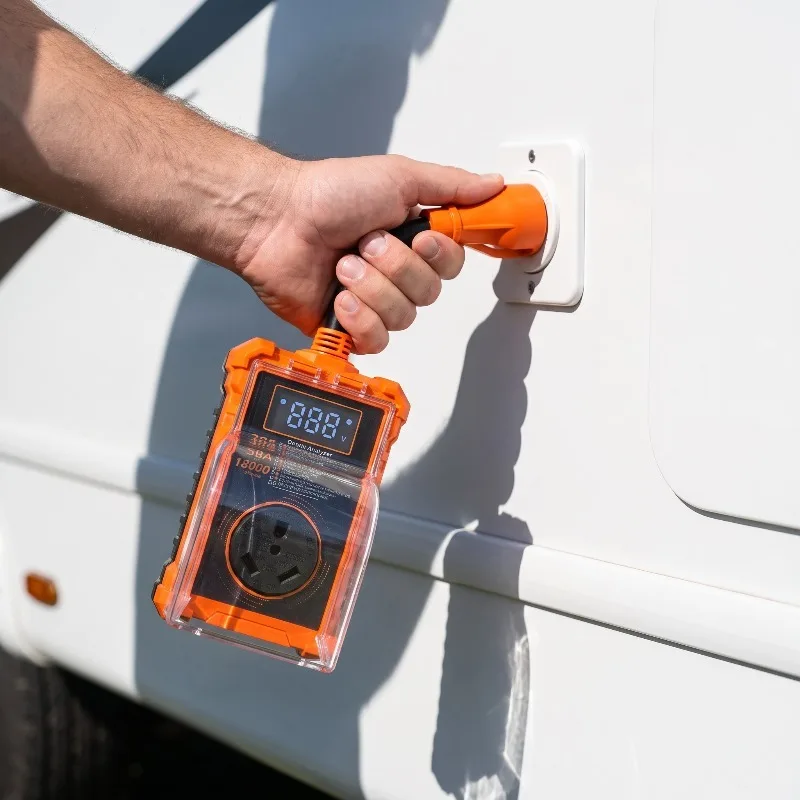 RV Surge Protector for Camper Travel Trailer Use 30 Amp with Smart Display US Plug 18000 Joules High/low Voltage  IP68 Waterp