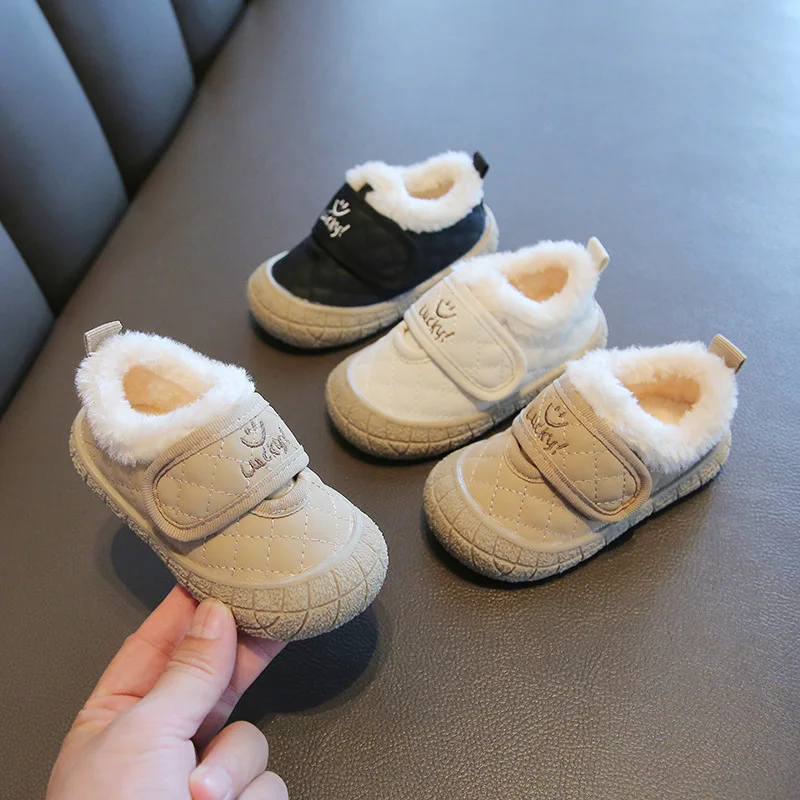 Baby Walking Shoes Platform Cotton Shoes Warm Kids Winter Casual Cartoon Furry Shoes Girl Boy Anti-slip Soft Sole Baby Shoes