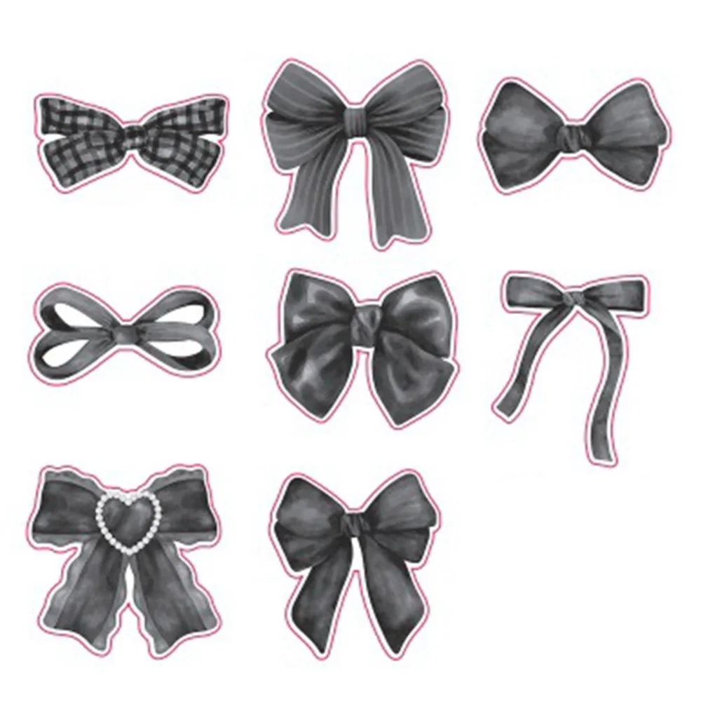 500 Buah Stiker Penyegel Ikatan Simpul Hitam Merah Muda Label Segel Kertas Pola Campuran Perlengkapan Pesta Aksesori DIY Stiker Pembungkus Kado