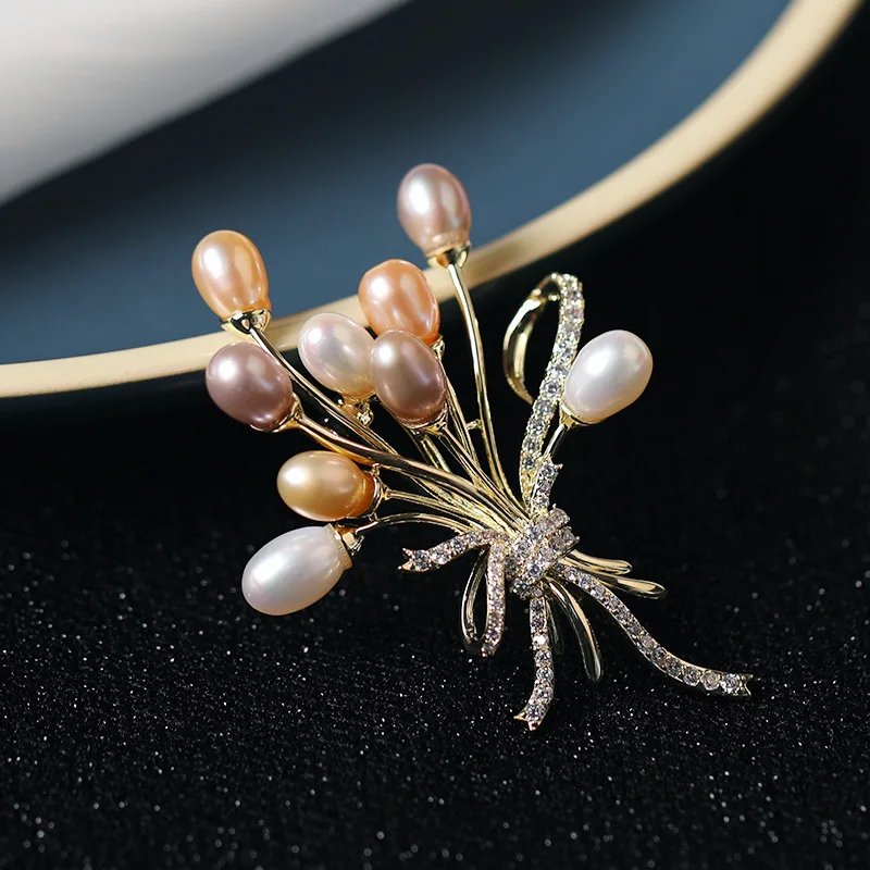 

Natural Pearl Confession Balloon Brooch High-End Corsage Elegant Luxury Gift for Women Pin Suit Coat Accessories