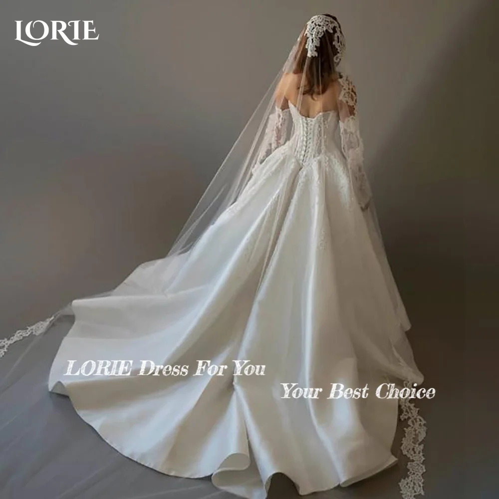 LORIE Lace Vintage Wedding Dresses Applique Puff Sleeve A-Line Backless Boho Bridal Gown Customized Party Dresses 2026 Club Gown