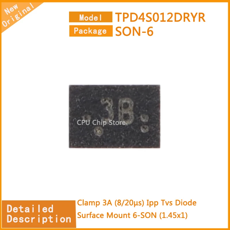 50Pcs/Lot  New Original  TPD4S012DRYR TPD4S012  Clamp 3A (8/20µs) Ipp Tvs Diode Surface Mount 6-SON (1.45x1)