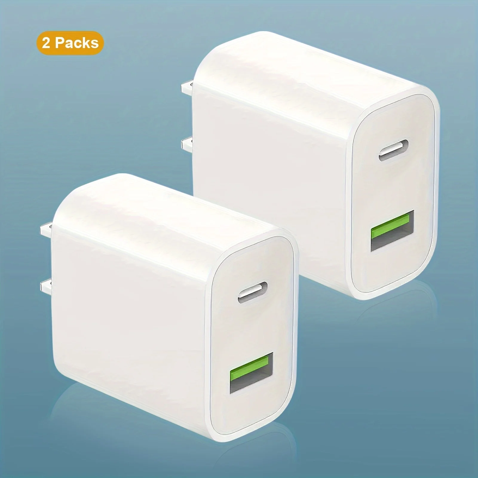 2-Pack High-Speed USB C Charger Block - Dual Port Power Delivery Adapter with Fast Type C Charging