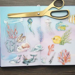 28pcs Underwater World Tropical Fish Coral Shell Pearl Style PVC Sticker Scrapbooking DIY Gift Packing Label Decoration Tag