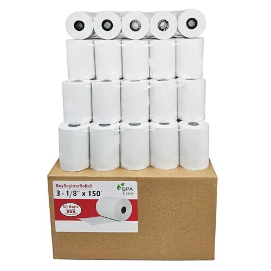

50 Rolls 3 1/8 x 150 Thermal Paper Receipt Rolls fits all Clover 55 GSM POS Cash Register Printers SCP700 TSP100 TSP300 TSP400