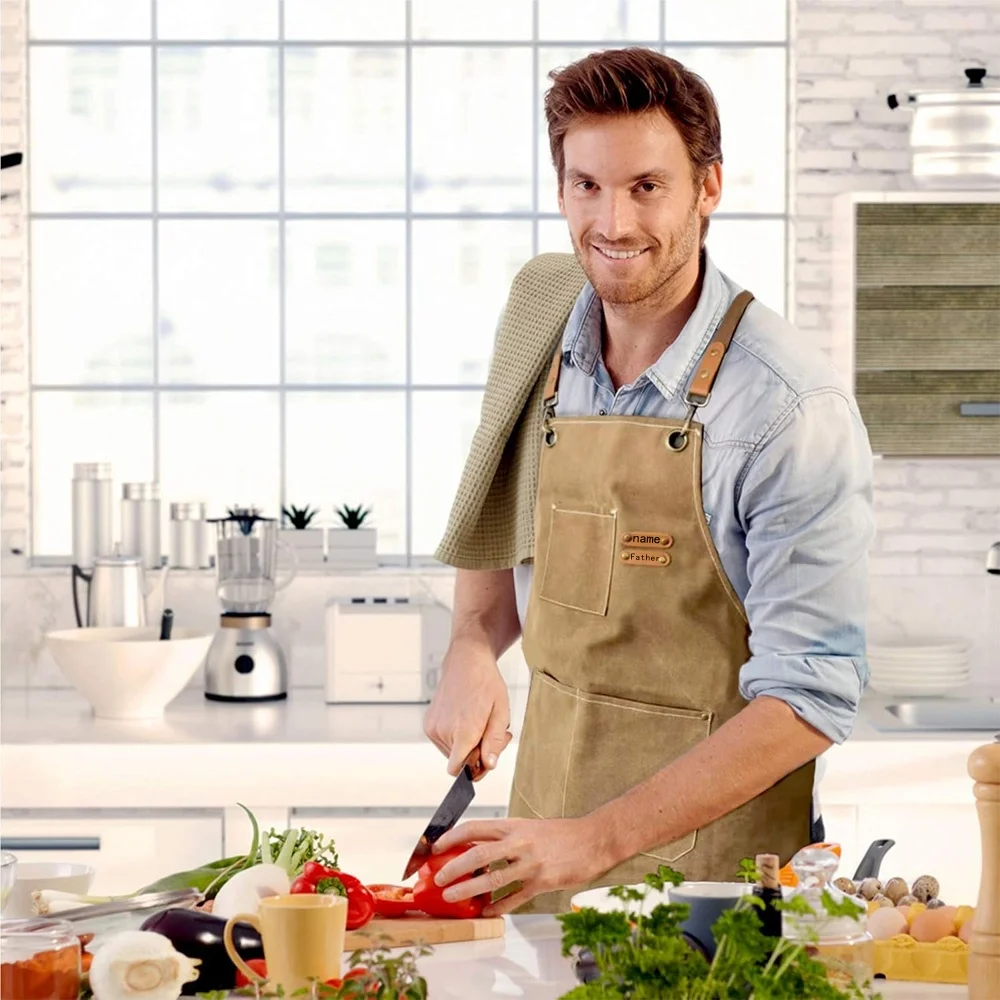 

Customized Personalized Text Cowboy Aprons For Kitchen Chores Barbecues And Gardening Waterproof Oil Proof And Stain Resistant