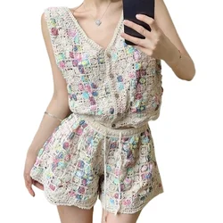 summer holiday short sets women crochet shorts outfit